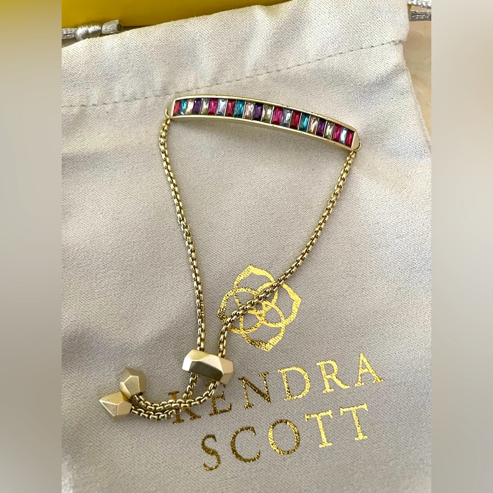 Kendra Scott Jack adjustable gold chain jewel tone crystal bracelet.